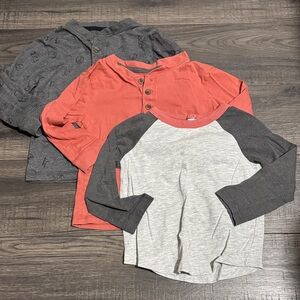 George Kids Long Sleeve Shirt Trio - Charcoal, Coral, Light Gray